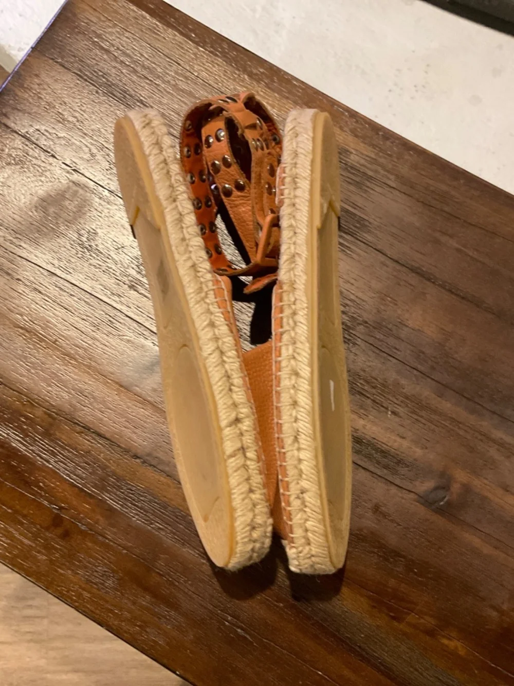 Paula Torres Ava Peach/Tan Leather Espadrilles Size EU 37/ US 6.5/7